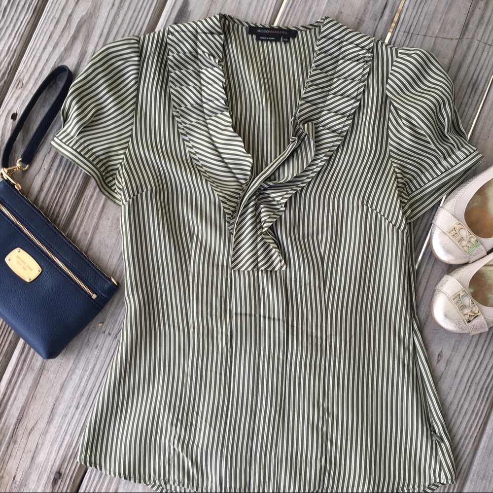 BCBG silk blouse, side zip